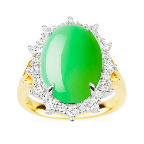 Yerilla® Australian Jade (chrysoprase) and diamond ring in 18ct yellow gold
