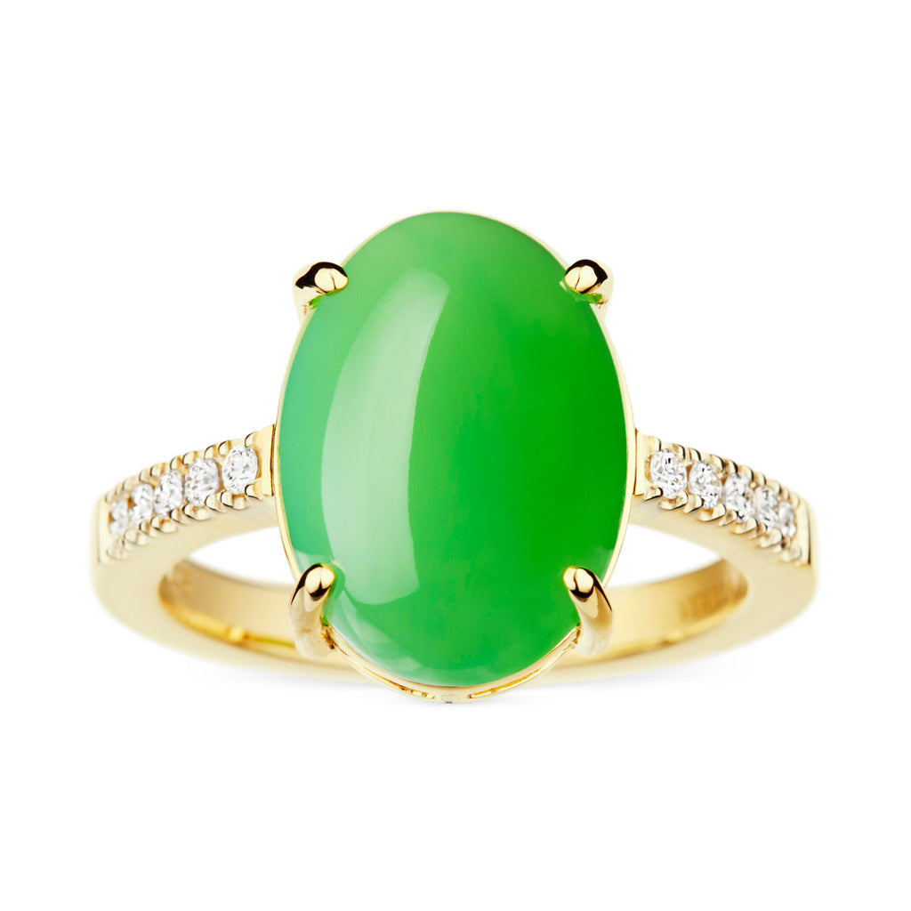 Yerilla® Australian jade (chrysoprase) and diamond ring in 9ct yellow gold