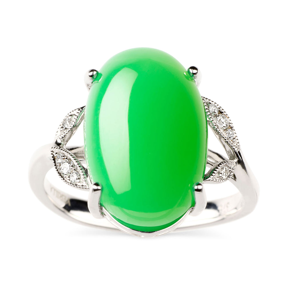 Yerilla® Australian Jade (chrysoprase) and diamond ring in 9ct white gold