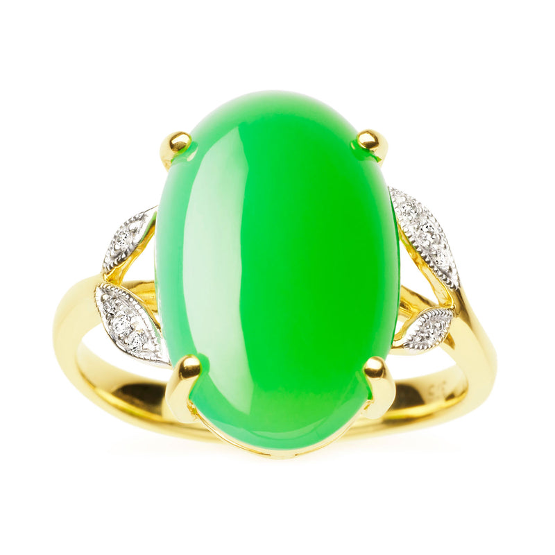 Yerilla® Australian Jade (chrysoprase) and diamond ring in 9ct yellow gold