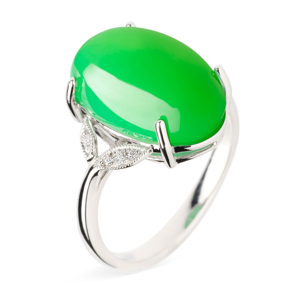 Yerilla® Australian Jade (chrysoprase) and diamond ring in 9ct white gold