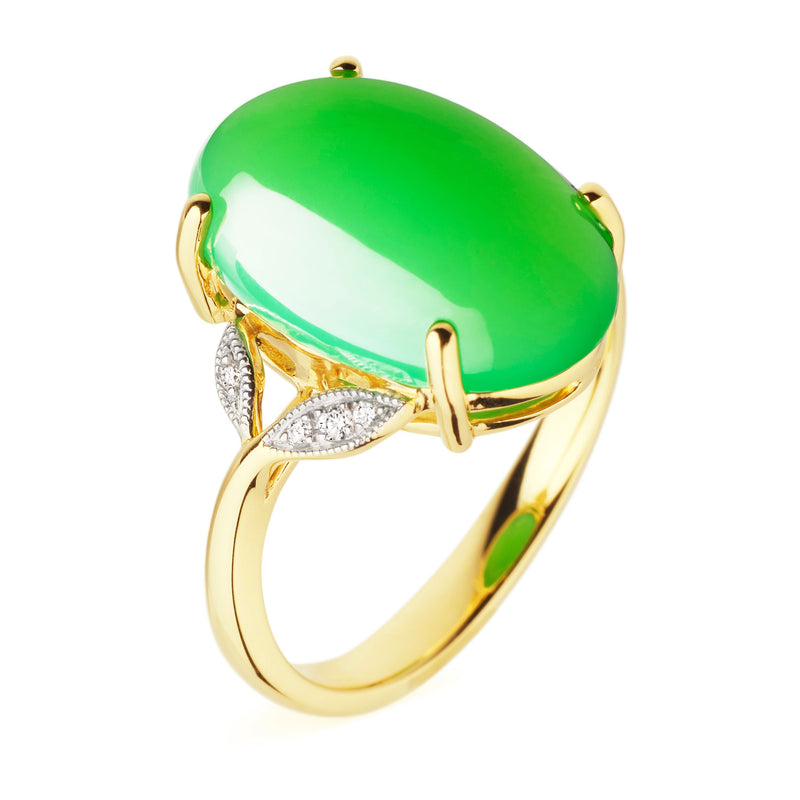 Yerilla® Australian Jade (chrysoprase) and diamond ring in 9ct yellow gold