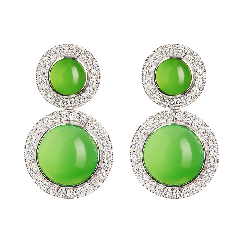 Belle Vie –  Australian jade and diamond earrings in 18ct white gold