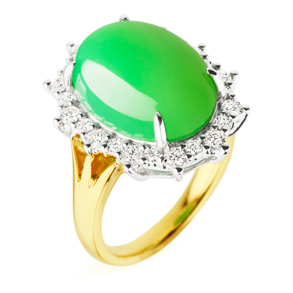 Yerilla® Australian Jade (chrysoprase) and diamond ring in 18ct yellow gold