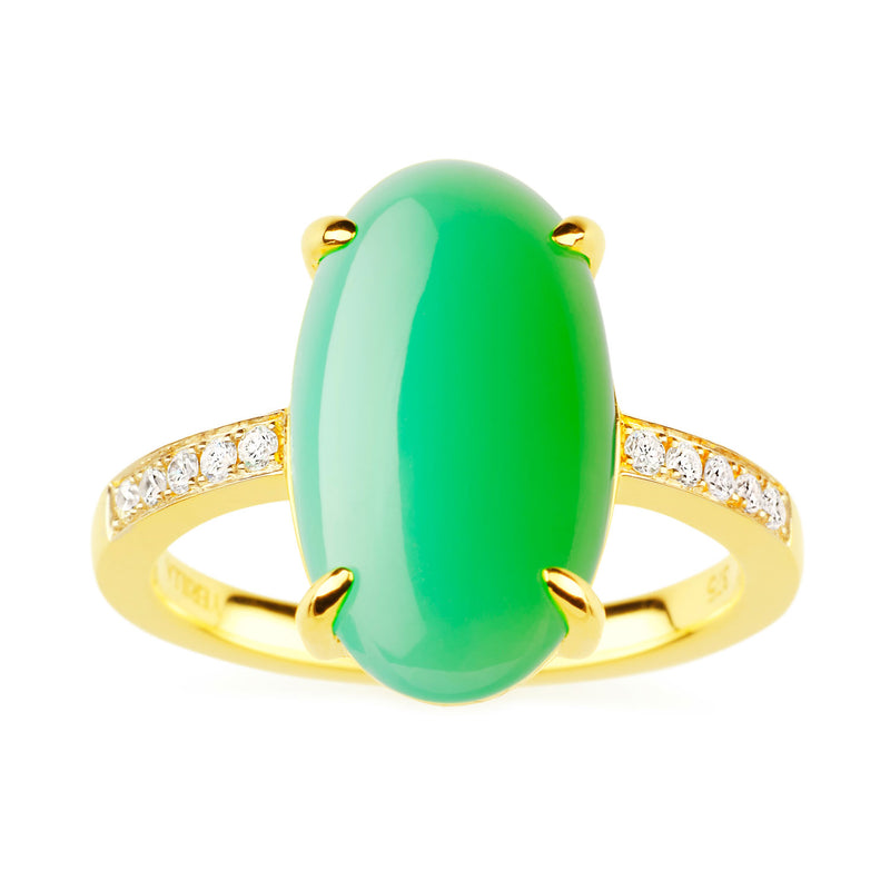 Elizabeth – Australian jade and diamond ring in 9ct yellow gold