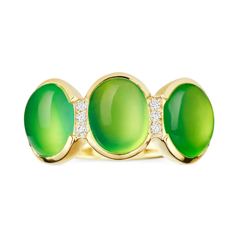 Yerilla Australian jade (chrysoprase) diamond ring in 9ct yellow gold