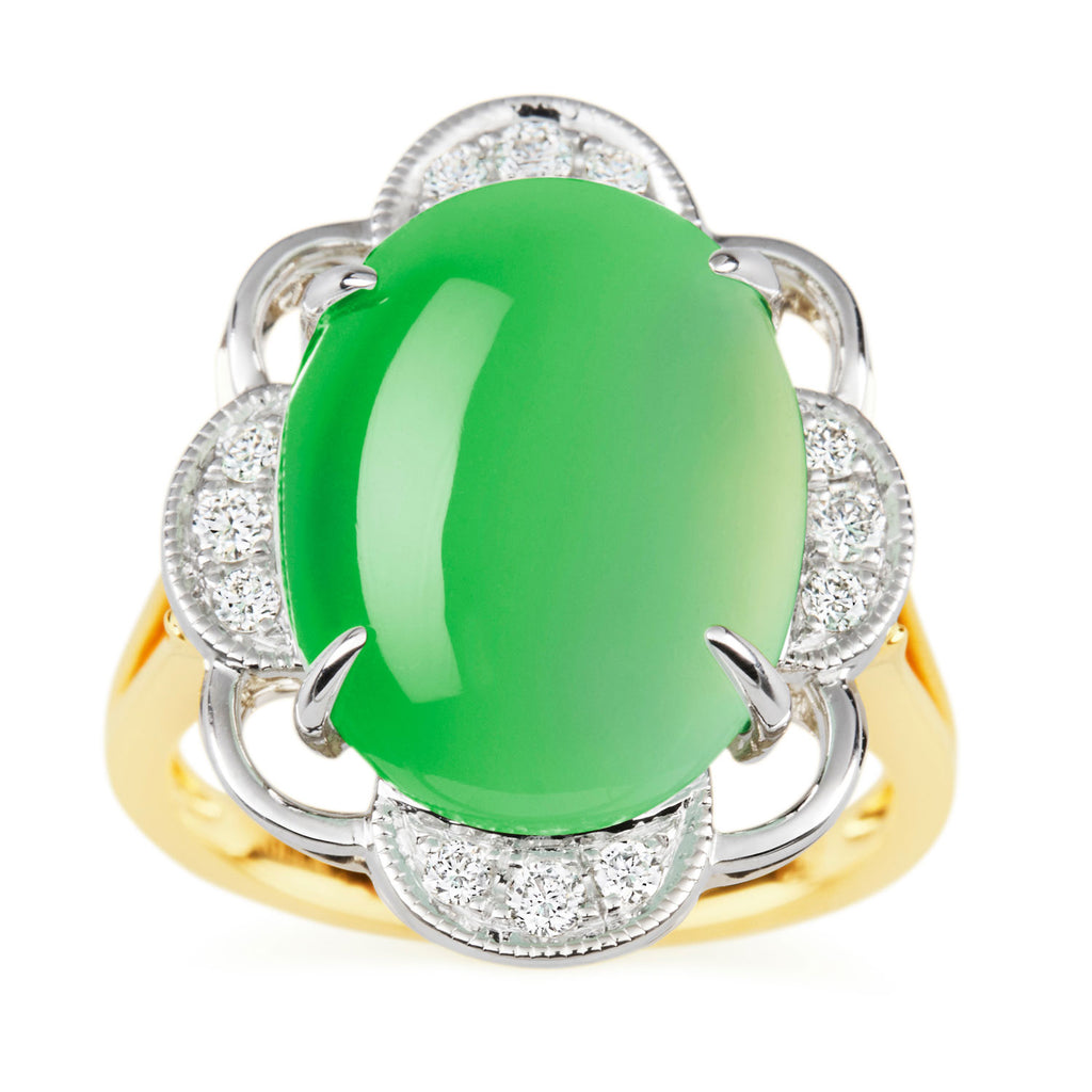 Yerilla® Australian Jade (chrysoprase) and diamond ring in 18ct yellow & white gold