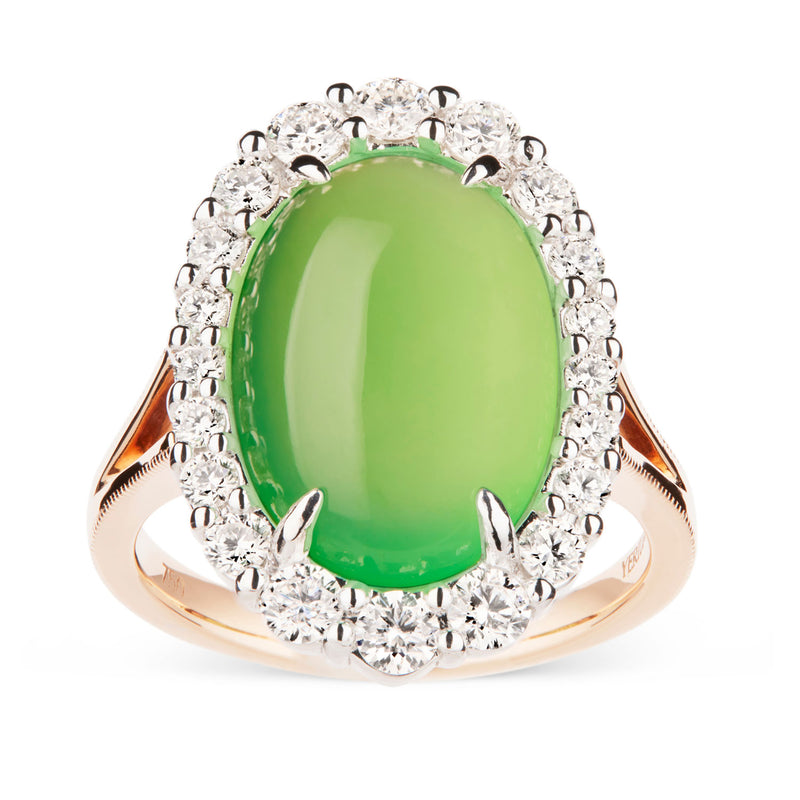 Liliana – Yerilla Australian jade (chrysoprase) and diamond ring in 18ct white gold