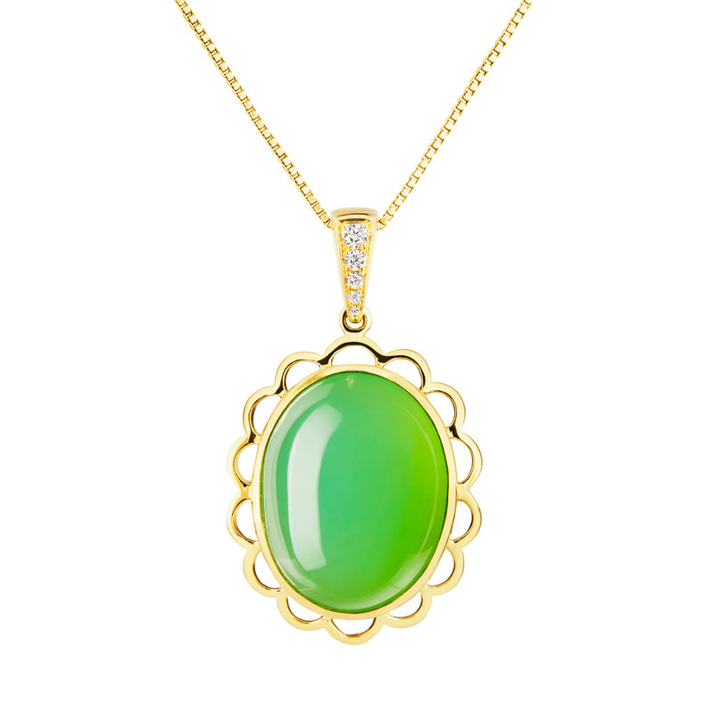 Luna – Australian jade and diamond pendant in 18ct yellow gold
