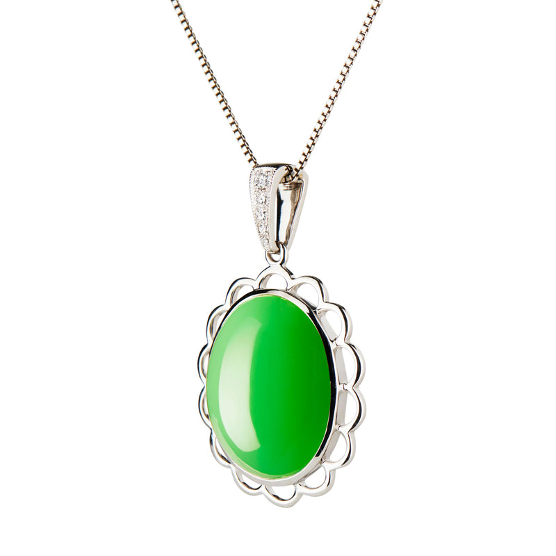 Yerilla Australian jade (chrysoprase) and diamond pendant in 18ct white gold