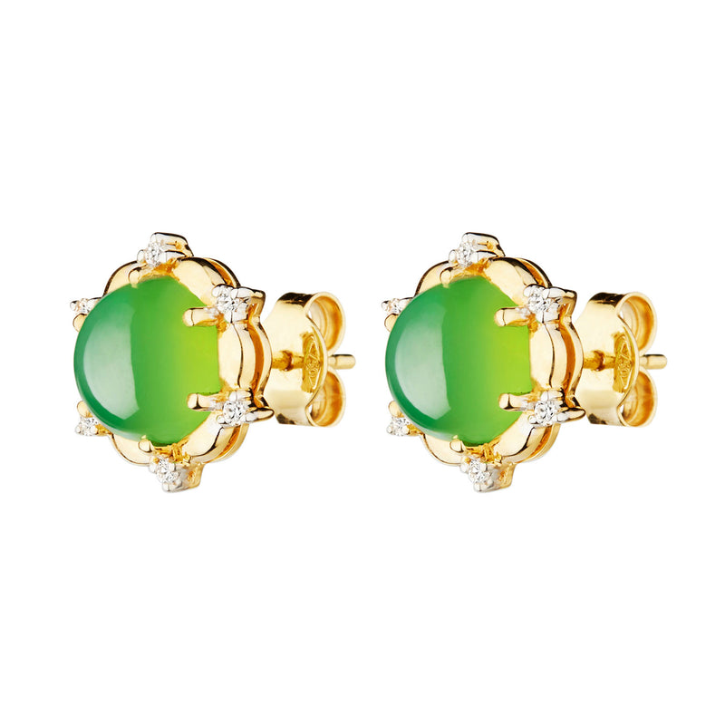 Yerilla Australian jade and diamond earrings in 18ct yellow gold